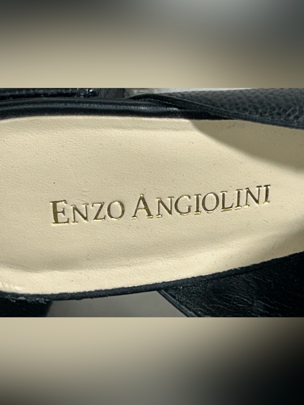Enzo Angiolini Black Pointed Leather Backless Mules Gold Details Size 7 - Picture 3 of 14